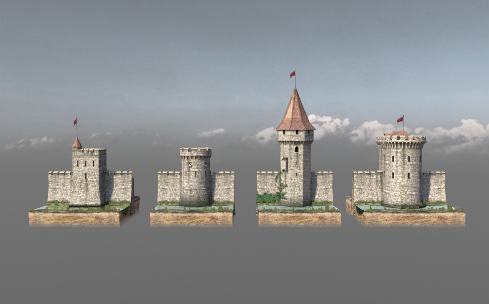 أنواع الأبراج والقلاع في القرون الوسطى - نماذج ثلاثية الأبعاد - موزايك ...