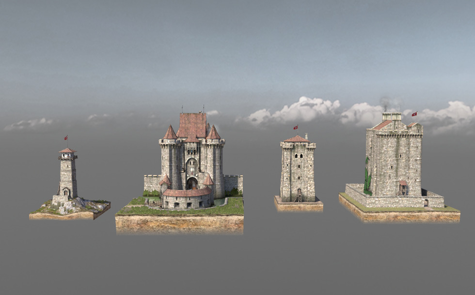 أنواع الأبراج والقلاع في القرون الوسطى - نماذج ثلاثية الأبعاد - موزايك ...