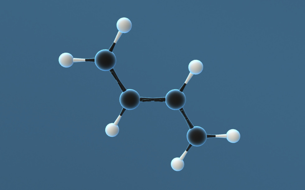 Das 1,3 Butadien (C₄H₆) 3DModell Mozaik Digitale Bildung und Lernen