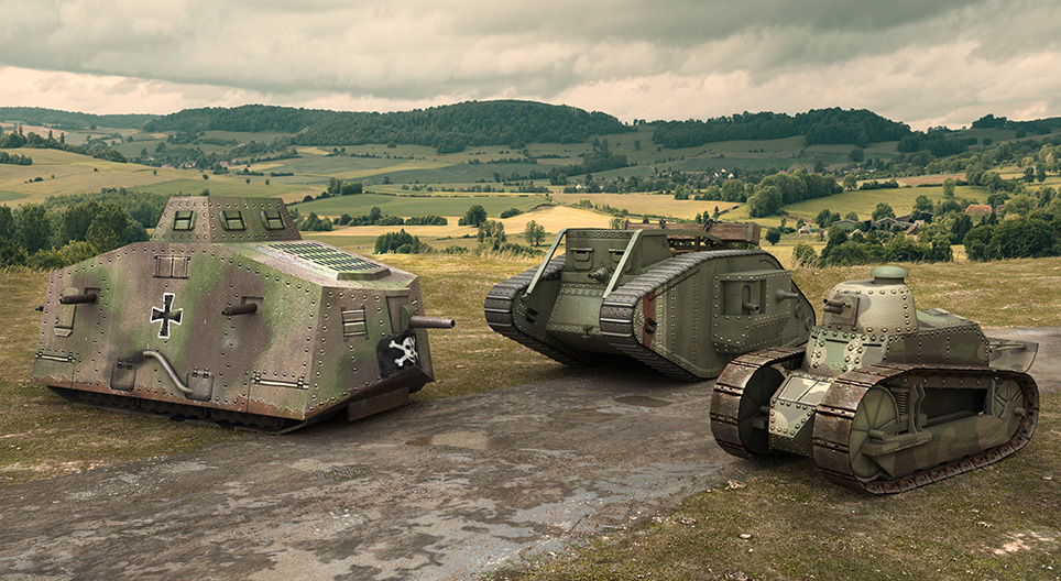 Die Panzer (Erster Weltkrieg) 3DModell Mozaik Digitale Bildung und Lernen