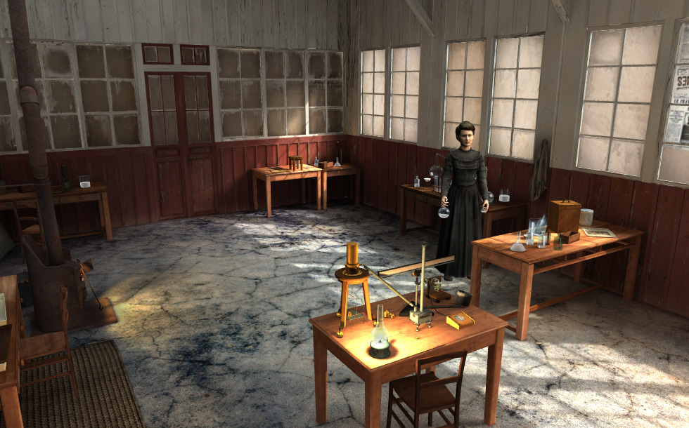 Marie Curie's laboratory - 3D scene - Mozaik Digital Education and Learning