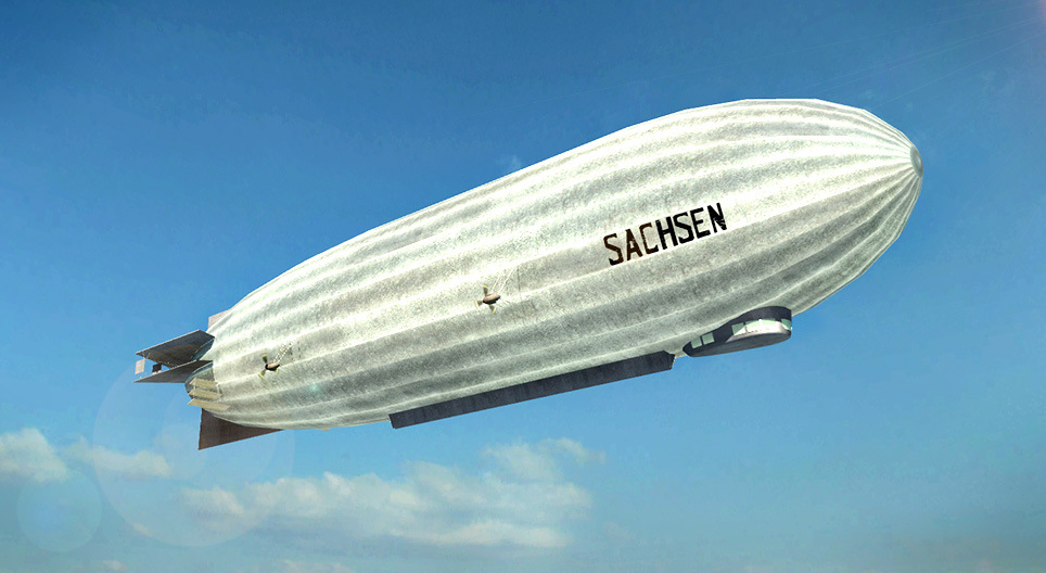 LED ZEPPELIN GRAF–ZEPPELIN–MARSCH Zeppelin airship, LZ 17 Sachsen (1913) - 3D scene - Mozaik