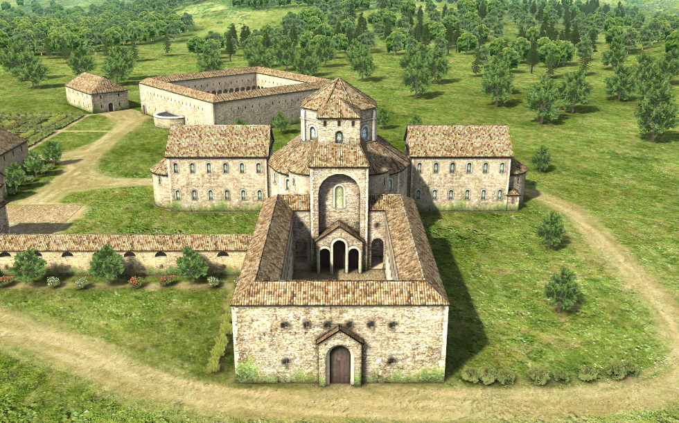 Palace of Charlemagne (Aachen 9th century) 3D scene Mozaik Digital Education and Learning