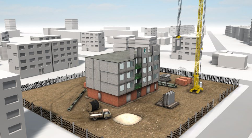 Construction of a panel building 3D scene Mozaik Digital Education