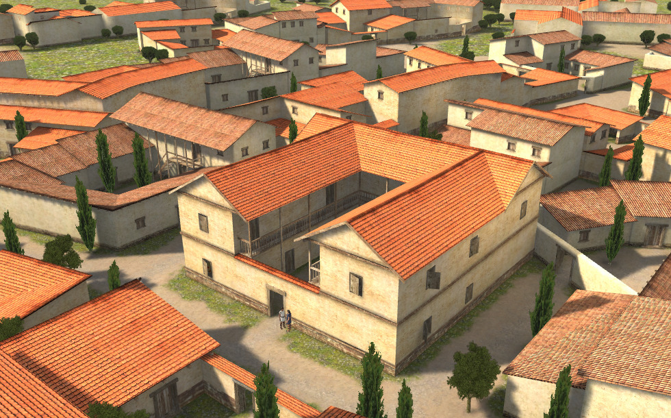 Ancient Greek house 3D scene Mozaik Digital Education and Learning