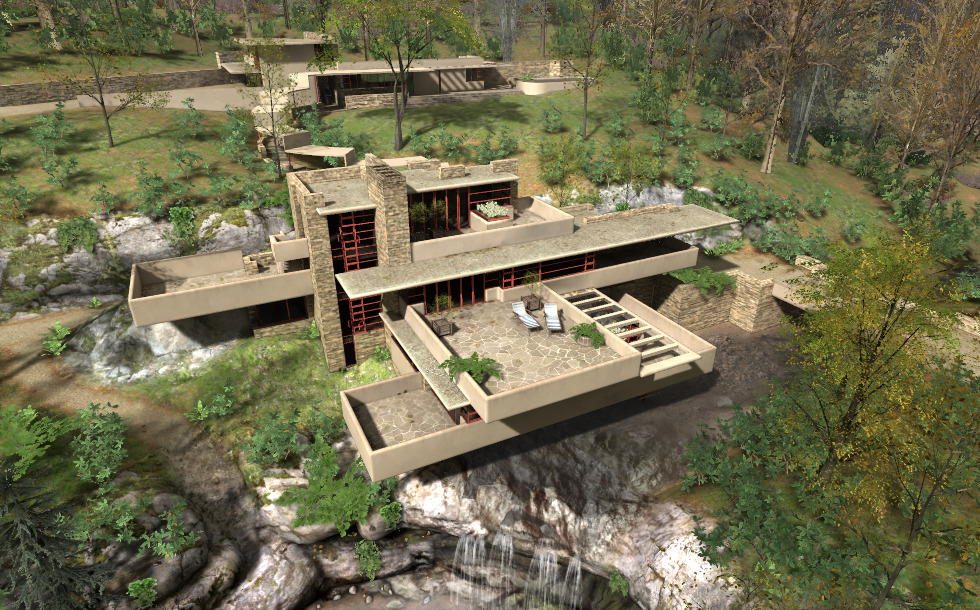Fallingwater (Mill Run, USA, 1939) - 3D scene - Mozaik Digital