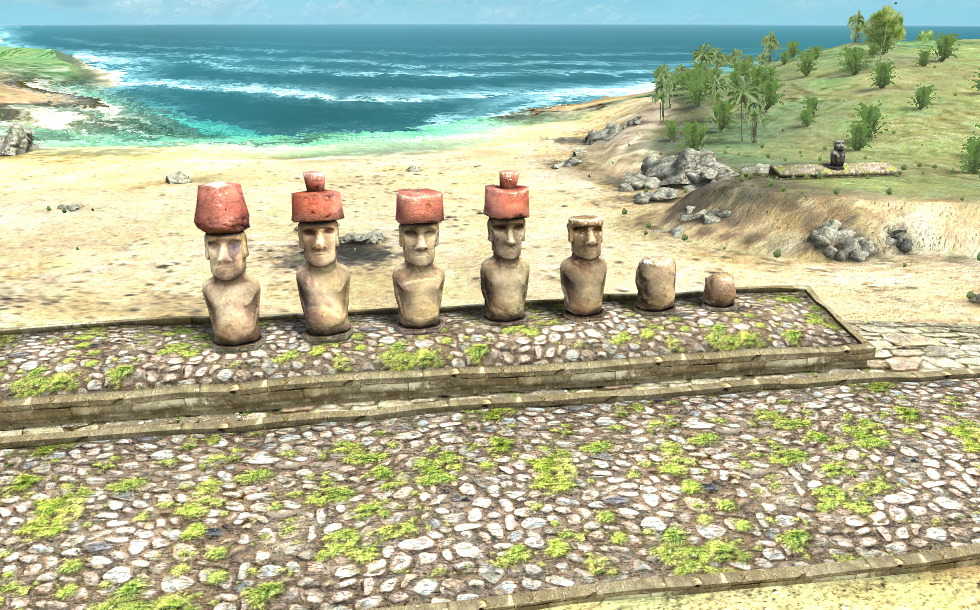 Moai (Easter Island, 16th century) - 3D scene - Mozaik Digital