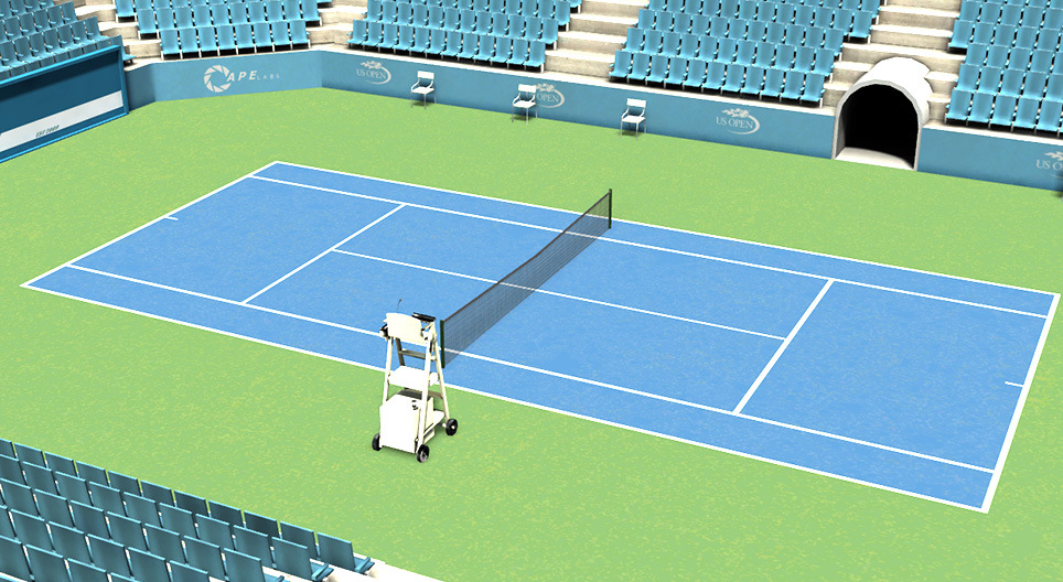 Tennis court 3D scene Mozaik Digital Education and Learning