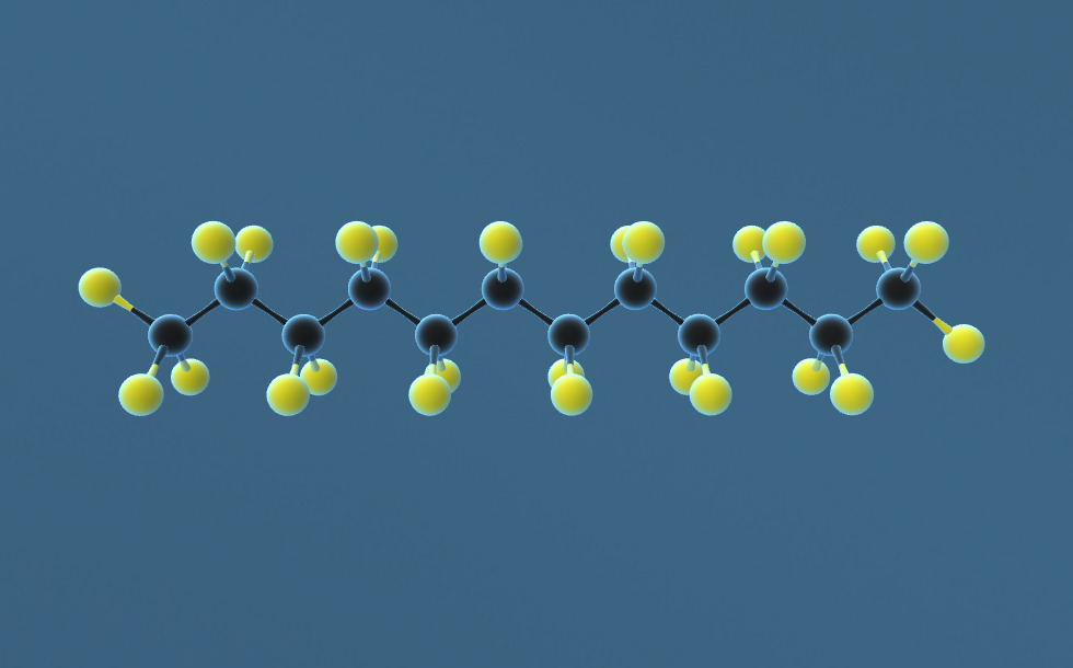 Polytetrafluoroethylene, teflon (C₂F₄)n - 3D scene - Mozaik Digital ...