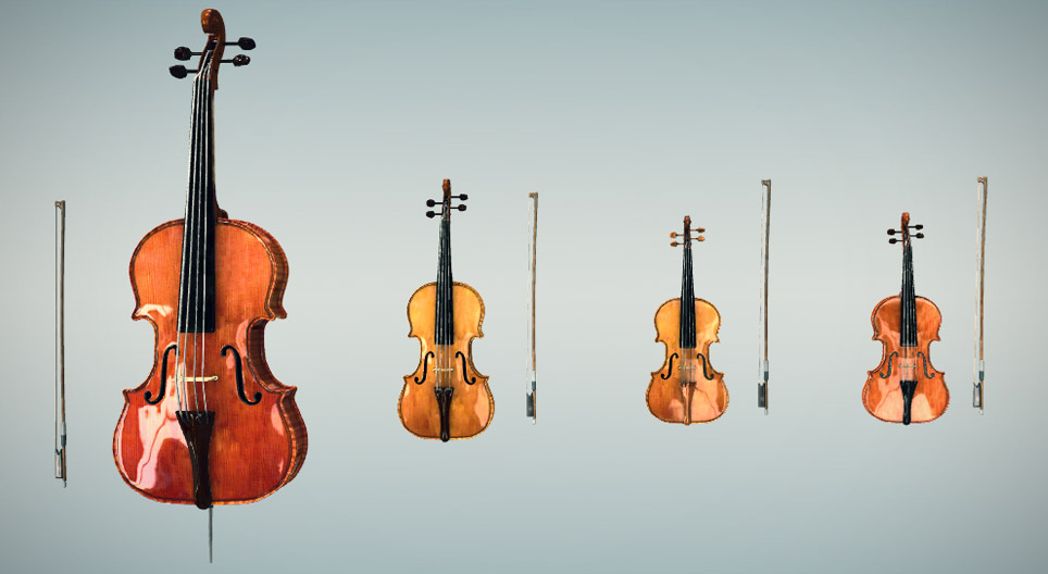 Quatuor à cordes scène 3D Enseignement et apprentissage numériques
