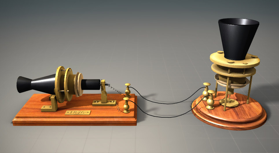 Téléphone (Alexander Graham Bell) scène 3D Enseignement et