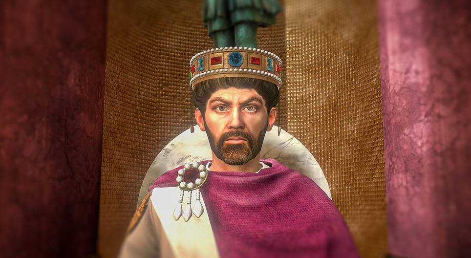 Empereur byzantin (VIe siècle) scène 3D Enseignement et apprentissage numériques Mozaik