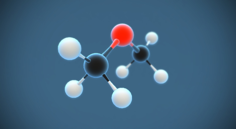 Etere dimetilico (C₂H₆O) scena 3D Insegnamento e apprendimento