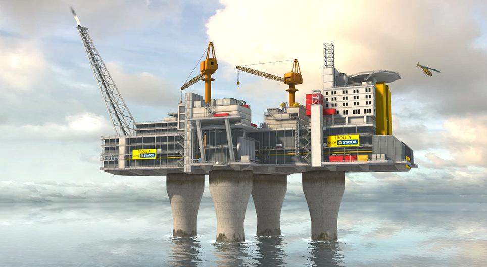 Estrazione di gas naturale offshore, Norvegia scena 3D Insegnamento