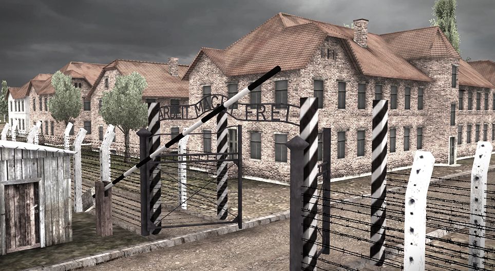 Campo di concentramento di Auschwitz I. - scena 3D - Insegnamento e