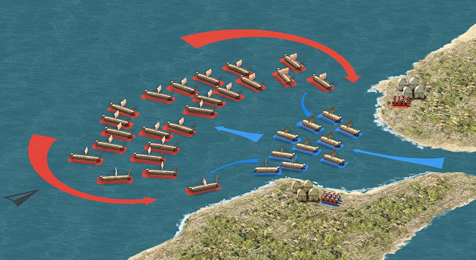 La battaglia di Azio (31 a.C.) scena 3D Insegnamento e