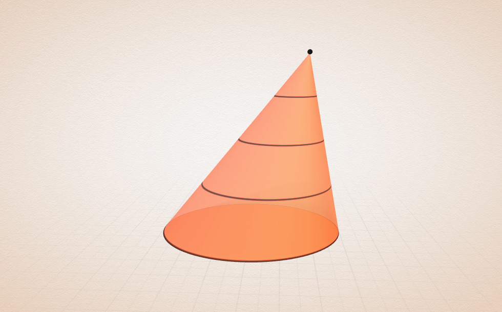 円錐のような立体 - 3Dシーン - Mozaikデジタル教育と勉強
