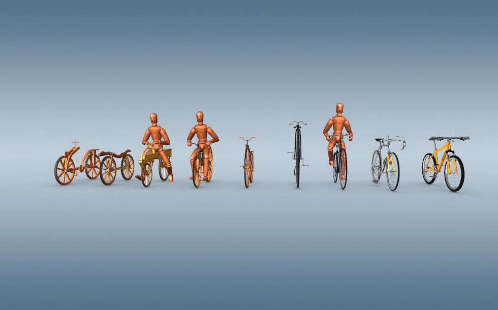 自転車の進化 - 3Dシーン - Mozaikデジタル教育と勉強