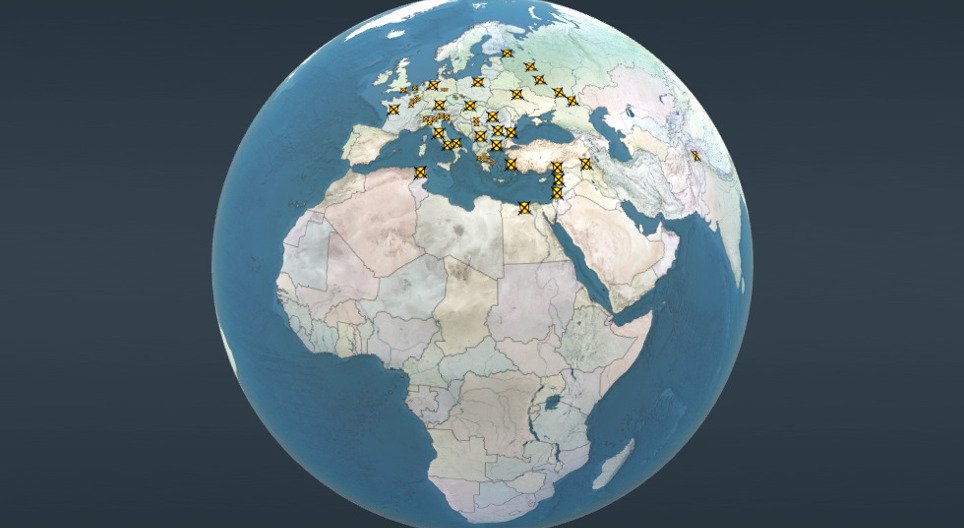 歴史的な地形図 戦い 世界史 3dシーン Mozaikデジタル教育と勉強