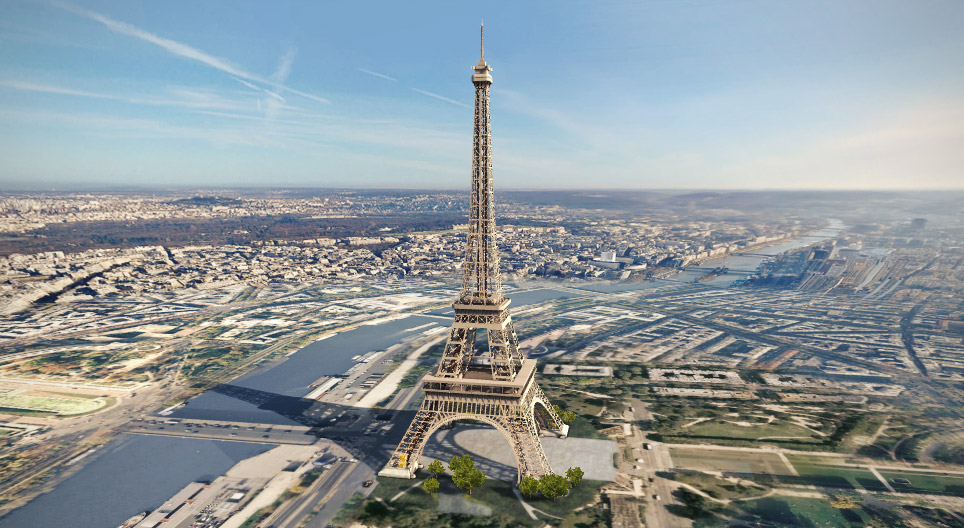 エッフェル塔 (パリ、1889年) - 3Dシーン - Mozaikデジタル教育と勉強
