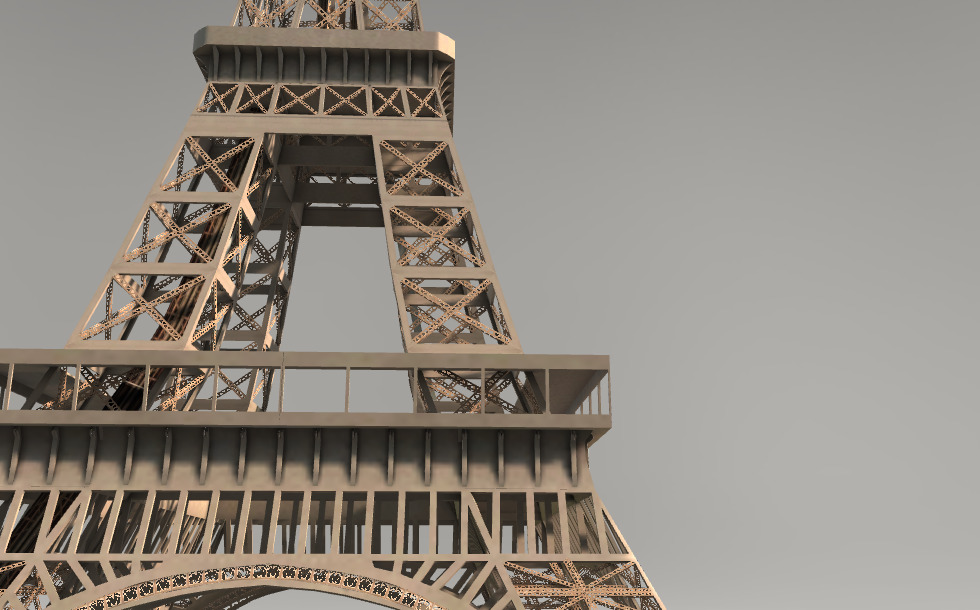 エッフェル塔 (パリ、1889年) - 3Dシーン - Mozaikデジタル教育と勉強