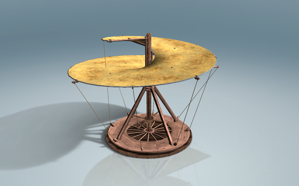 レオナルド・ダ・ヴィンチの発明品 - ヘリコプター (1489年ごろ) - 3D