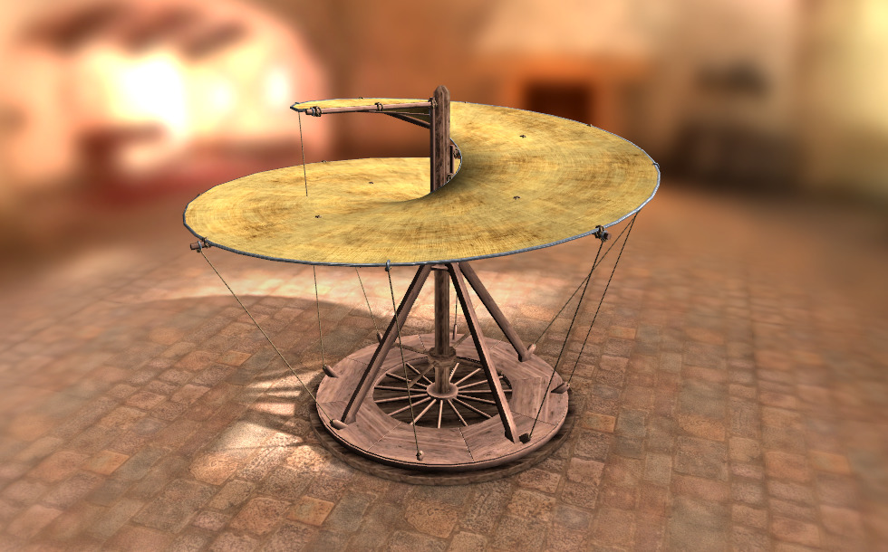 レオナルド・ダ・ヴィンチの発明品 - ヘリコプター (1489年ごろ) - 3D