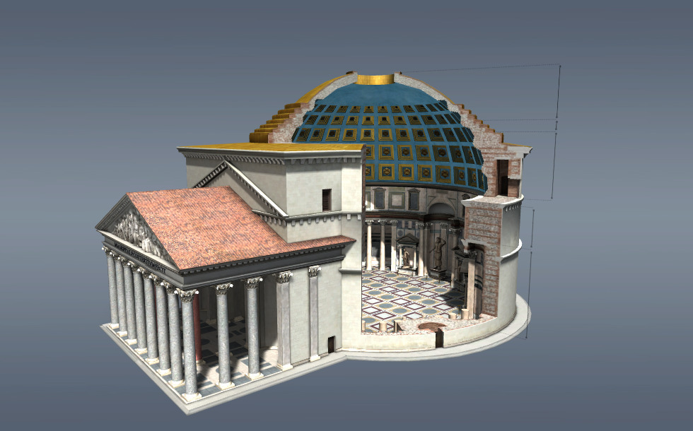 パンテオン (ローマ、2世紀) - 3Dシーン - Mozaikデジタル教育と勉強