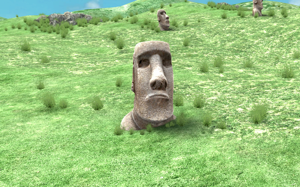 モアイ像 (イースター島、16世紀) - 3Dシーン - Mozaikデジタル教育と勉強