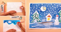Pintura de un paisaje de invierno, utilizando velas