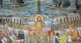 Mosaico paleocristiano (Iglesia de Santa Prudenciana, Roma, siglo IV d. C.)