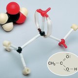 Kalotový- a tyčinkový model molekuly kyseliny octové