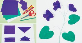 Hacer una violeta de hojas de papel de colores