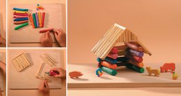 Изготовление избушки из пластилина