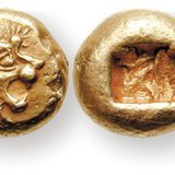 Moneda de oro de Creso, rey de Lidia (h. 560 a. C.)
