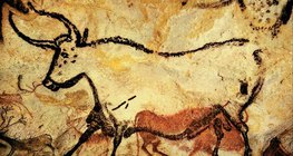 Первобытный бык и лошадь (Пещера Ласко, 18 000–15 000 лет назад)