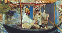 Эдуард Мане: «Клод Моне в лодке-студии» (1874, импрессионизм)