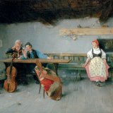 Шимон Холлоши: «В таверне» (1887, Венгерская национальная галерея)