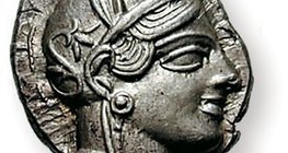 Tetradracma de Atenas con la cabeza de Palas Atenea