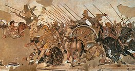 Representación de Alejandro Magno en un mosaico (Pompeya, siglo II a. C.)