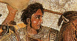 Alejandro Magno representado en un mosaico (Pompeya, siglo II a. C., detalle)
