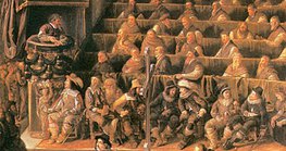 Галилей (вверху слева) перед судом инквизиции