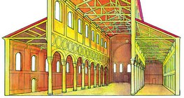 Рисунок поперечного сечения базилики Сант-Аполлинаре-ин-Классе (Равенна, 536–539, раннехристианское искусство)