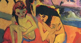 Dos chicas desnudas hablando (h. 1910, expresionismo), Kirchner