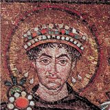 Портрет императора Юстиниана из базилики Сан Витале (Равенна,6-е столетие, византийское искусство)