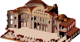 Рисунок поперечного сечения собора Святой Софии (византийское искусство)