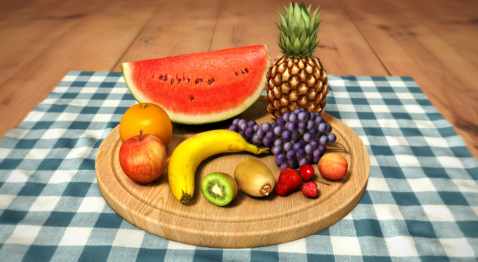 What kind of food should be on your plate? 3D scene Mozaik Digital