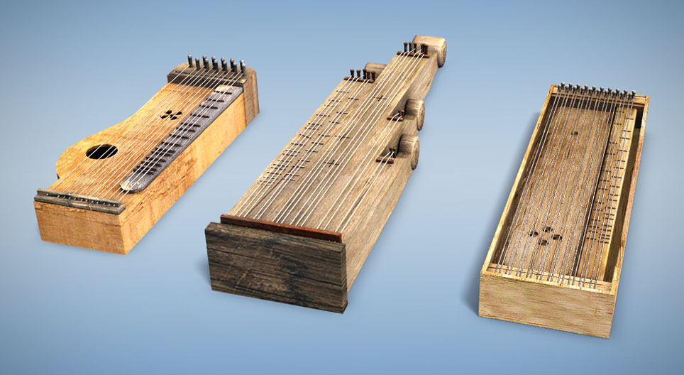 Zither 3D scene Mozaik Digital Education and Learning