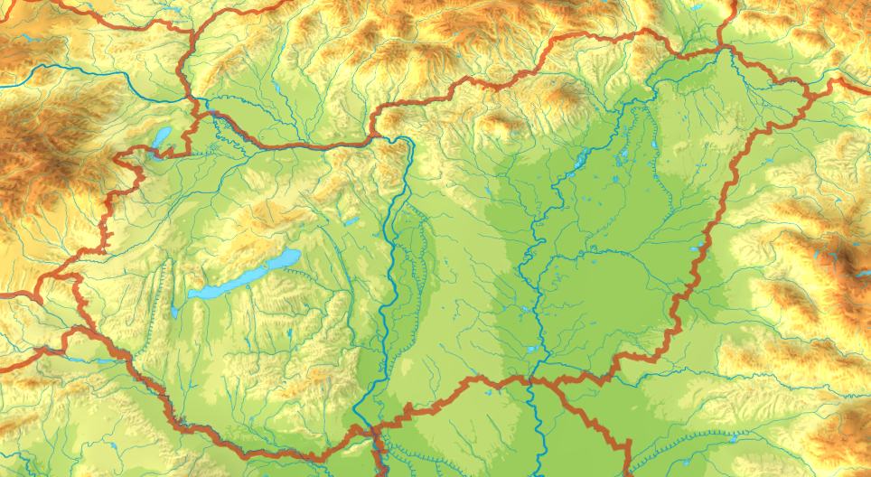 Topographic map of Hungary 3D scene Mozaik Digital Education and Learning