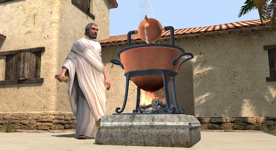 Hero’s aeolipile 3D scene Mozaik Digital Education and Learning